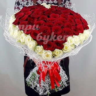 Букет сердце из 101 розы